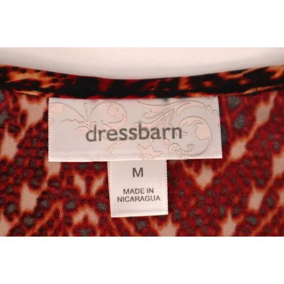 Dressbarn by women's Open Front Red & Gold Printed with Tie‎ Belt Size Medium - Picture 13 of 16